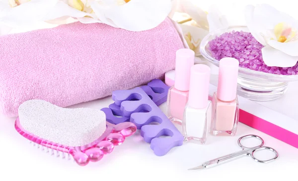 Conjunto de pedicure isolado em branco — Fotografia de Stock