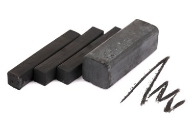 siyah üzerine beyaz izole charcoals çizim