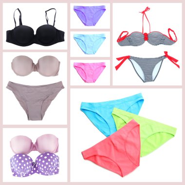 zarif iç çamaşırı kolaj üzerinde beyaz izole