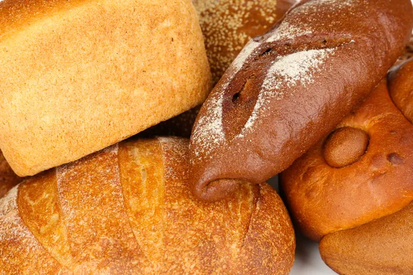 Diversi tipi di pane da vicino — Foto Stock