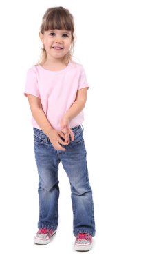 sevimli küçük kız beyaz izole