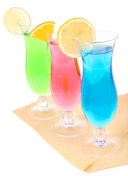 Glasses of cocktails isolated on white — Stock Photo, Image