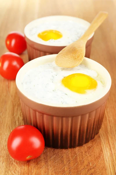 Bakade ägg på nära håll — Stockfoto