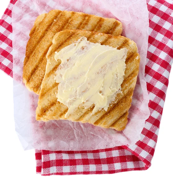 Жареный хлеб с маслом, изолированный на белом — стоковое фото