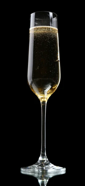 Glass of champagne, on black background — Stock Photo, Image