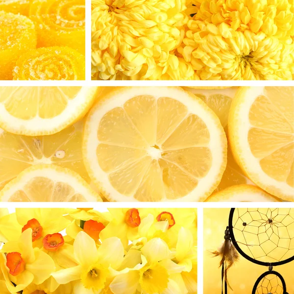 Collage de fotos en colores amarillos — Foto de Stock