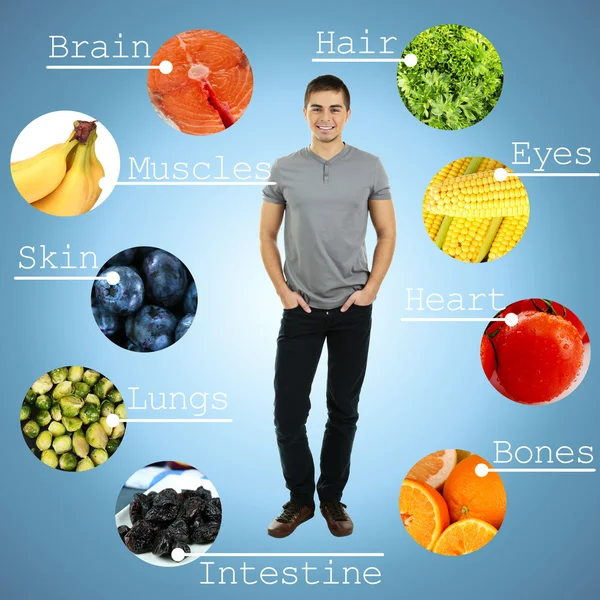 Collage of the most useful foods for human — Stock Photo, Image