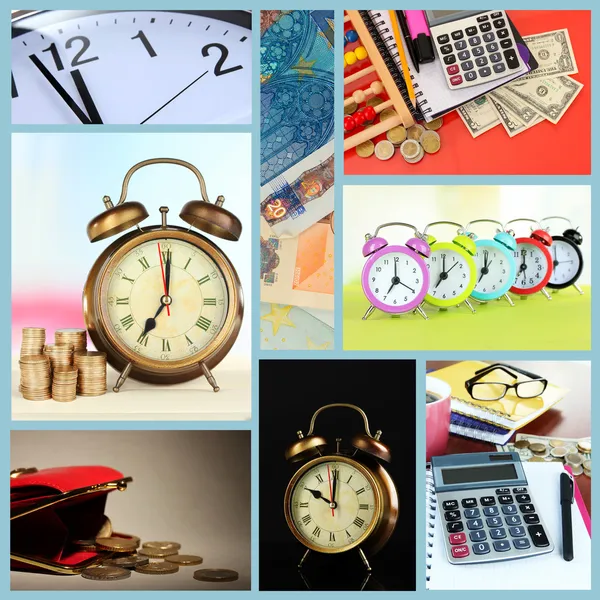 Collage de negocios. Concepto de tiempo y dinero — Foto de Stock