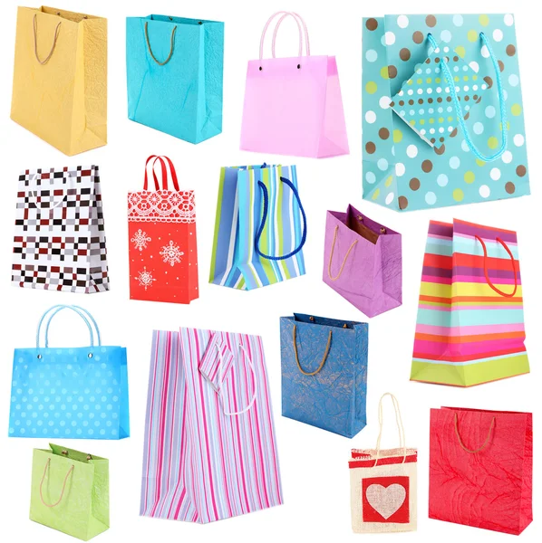 Colorful shopping bags isolated on white — Stock Photo, Image