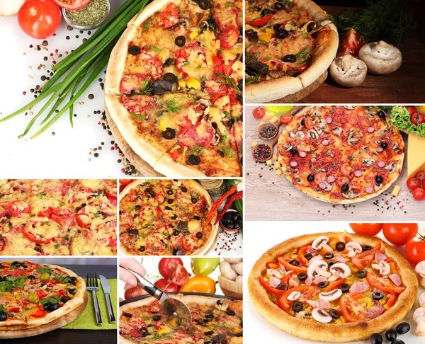 様々 なピザのコラージュ — ストック写真