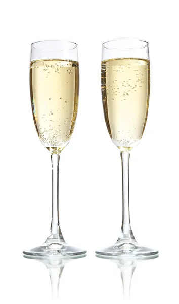 Glasses of champagne, isolated on white — Stock Photo, Image