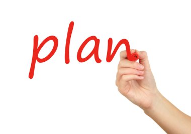şeffaf tahtada yazılı plan el