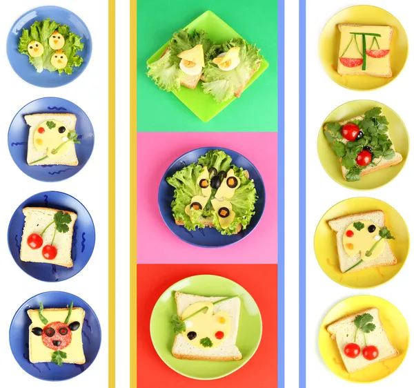 Collage aus lustigen Lebensmitteln für Kinder — Stockfoto