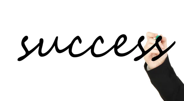 Hand schrijven woord succes op transparante bord — Stockfoto