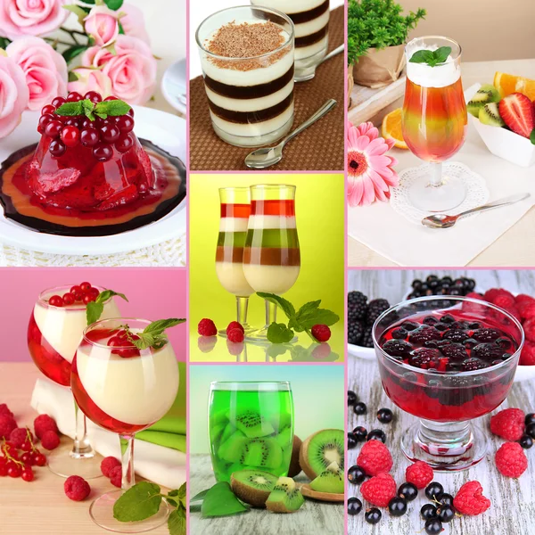 Collage of different fruit jelly — Stock Photo, Image