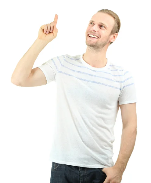 Beau jeune homme isolé sur blanc — Photo