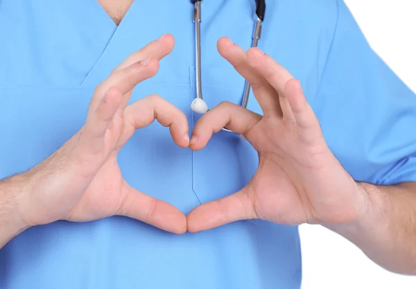 Médico Masculino, close-up, isolado em fundo branco — Fotografia de Stock