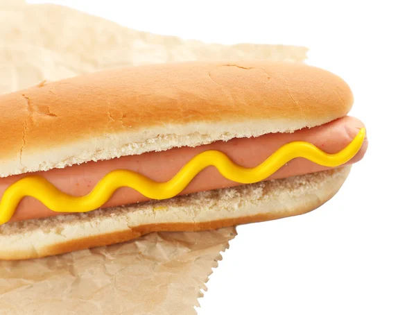 Gustoso hot dog isolato su bianco — Foto Stock