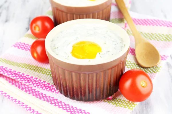 Baked eggs close up — Stock Photo, Image