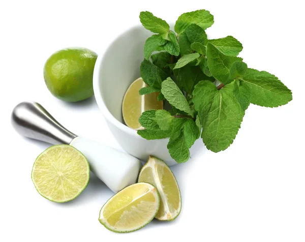 Ingredients for lemonade, isolated on white — Stock Photo, Image
