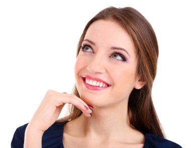 çekici bir kadın üzerinde beyaz izole