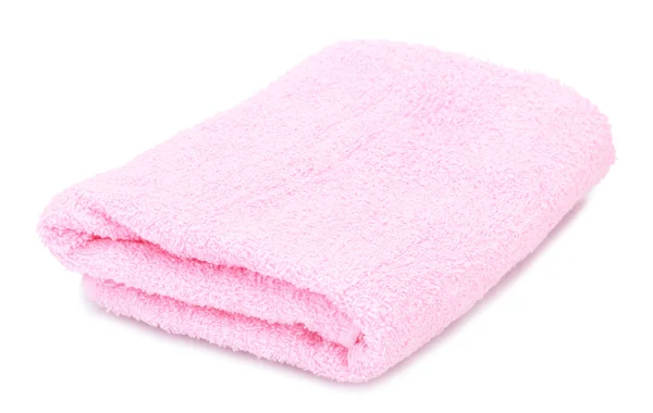 Pink towel isolated on white — Stock Photo, Image