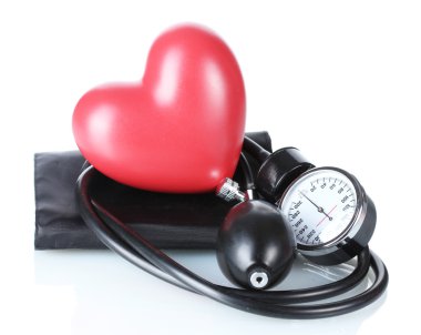 tonometer siyah ve beyaz izole kalp