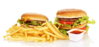 Fast food üzerinde beyaz izole