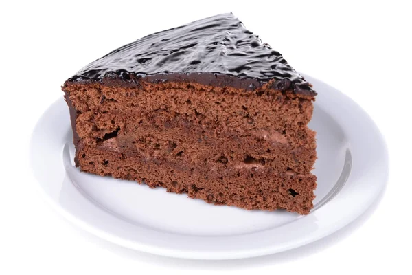 Deliziosa torta al cioccolato isolata su bianco — Foto Stock