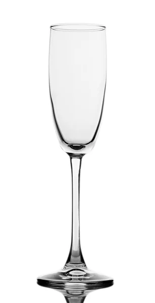 Leeg glas champagne, geïsoleerd op wit — Stockfoto