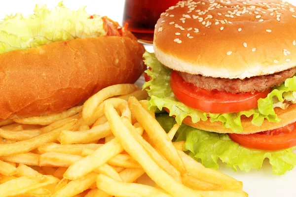 Primer plano de comida rápida aislado en blanco —  Fotos de Stock