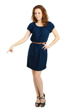 güzel genç kız elbise üzerine beyaz izole