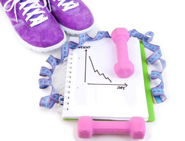 kavramsal fotoğraf fitness ilerleme. beyaz izole