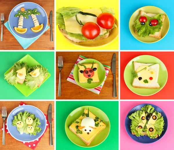 Collage of fun food for kids — Stock Photo, Image