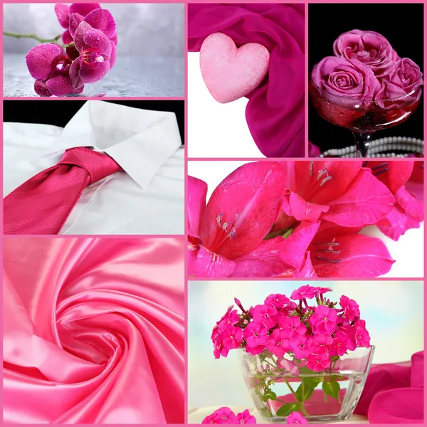 Collage of photos in pink colors — Stock Photo, Image