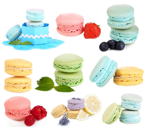 Macarons savoureux isolés sur blanc — Photo