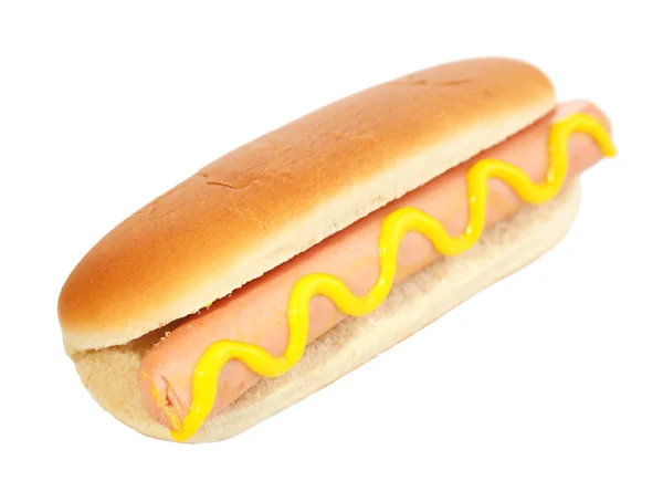 Gustoso hot dog isolato su bianco — Foto Stock