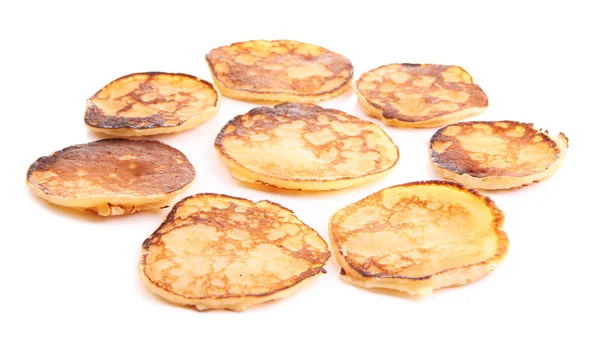 Fried pancakes isolated on white — Stock Photo, Image