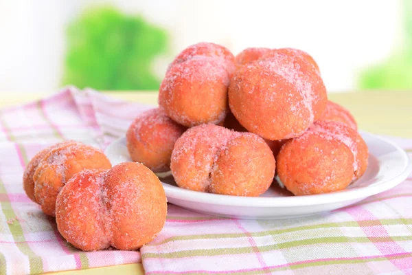 Delicious cookies peaches on table on light background — Stock Photo, Image