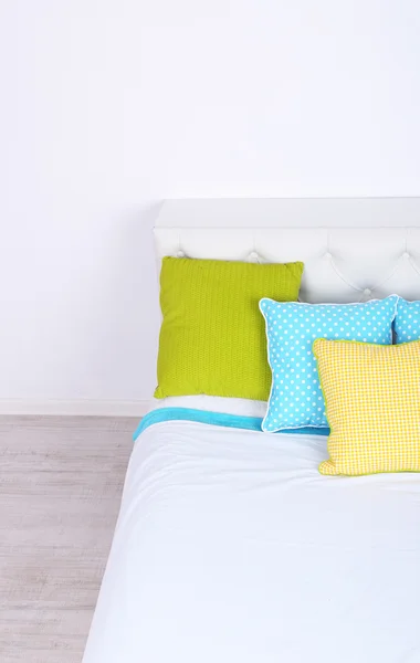 Bed in room top view close-up — Stock Photo, Image