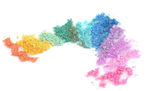 Rainbow crushed eyeshadow isolated on white