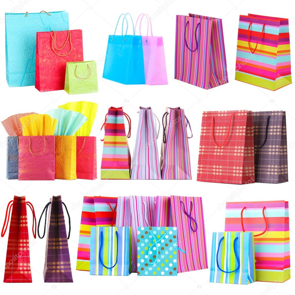 Colorful shopping bags isolated on white