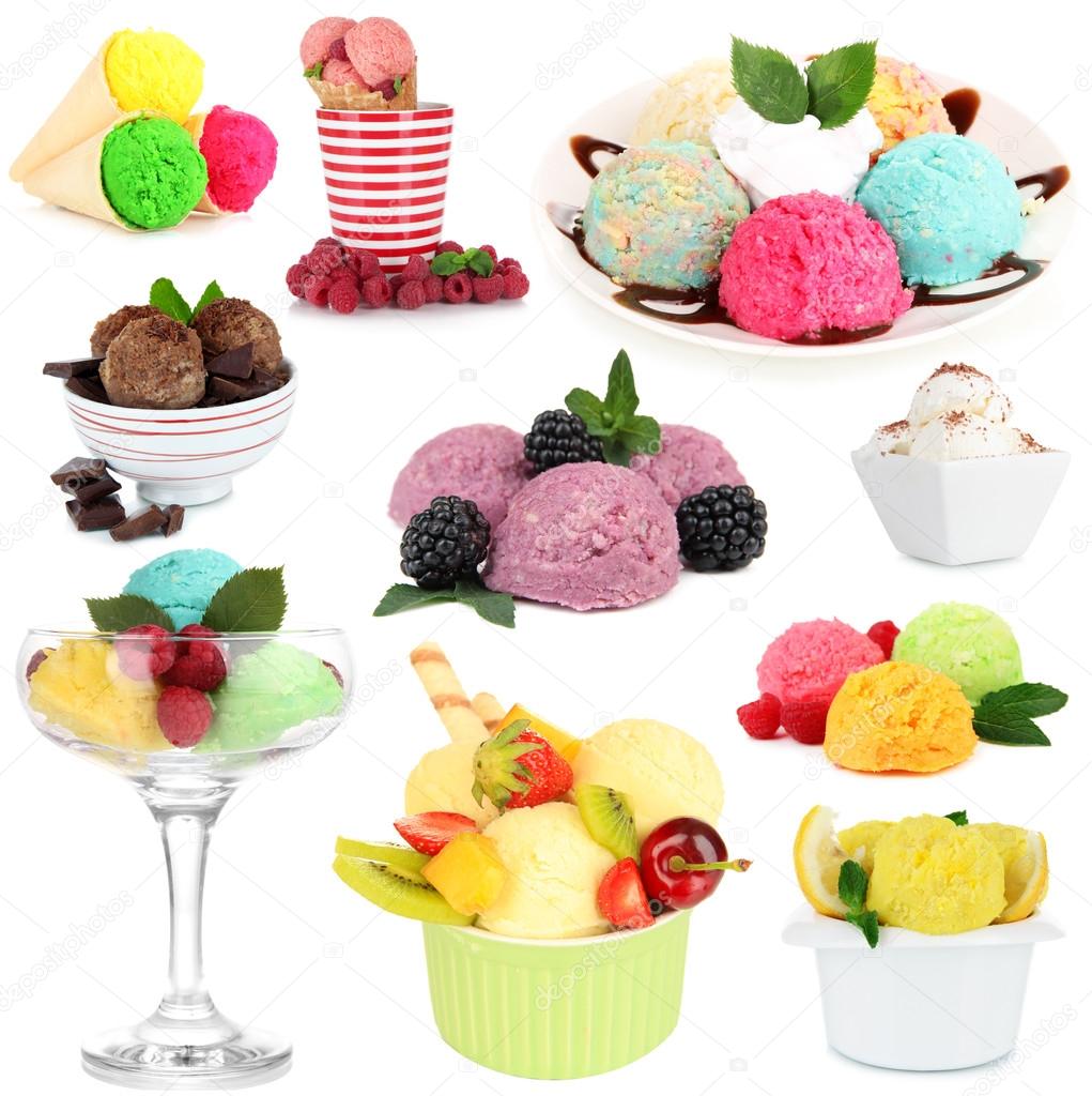Collage of different sorts ice-cream