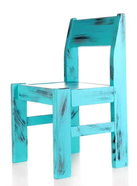 Vieille chaise en bois bleu, isolée sur blanc — Photo