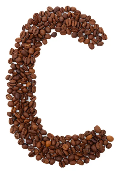 字母表从孤立的白色衬底上的咖啡豆 — 图库照片