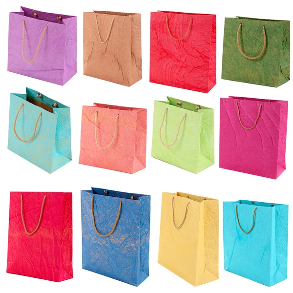 Colorful shopping bags isolated on white — Stock Photo, Image