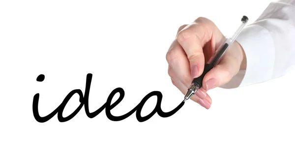 Idea hand writing on transparent board — Stock Photo, Image