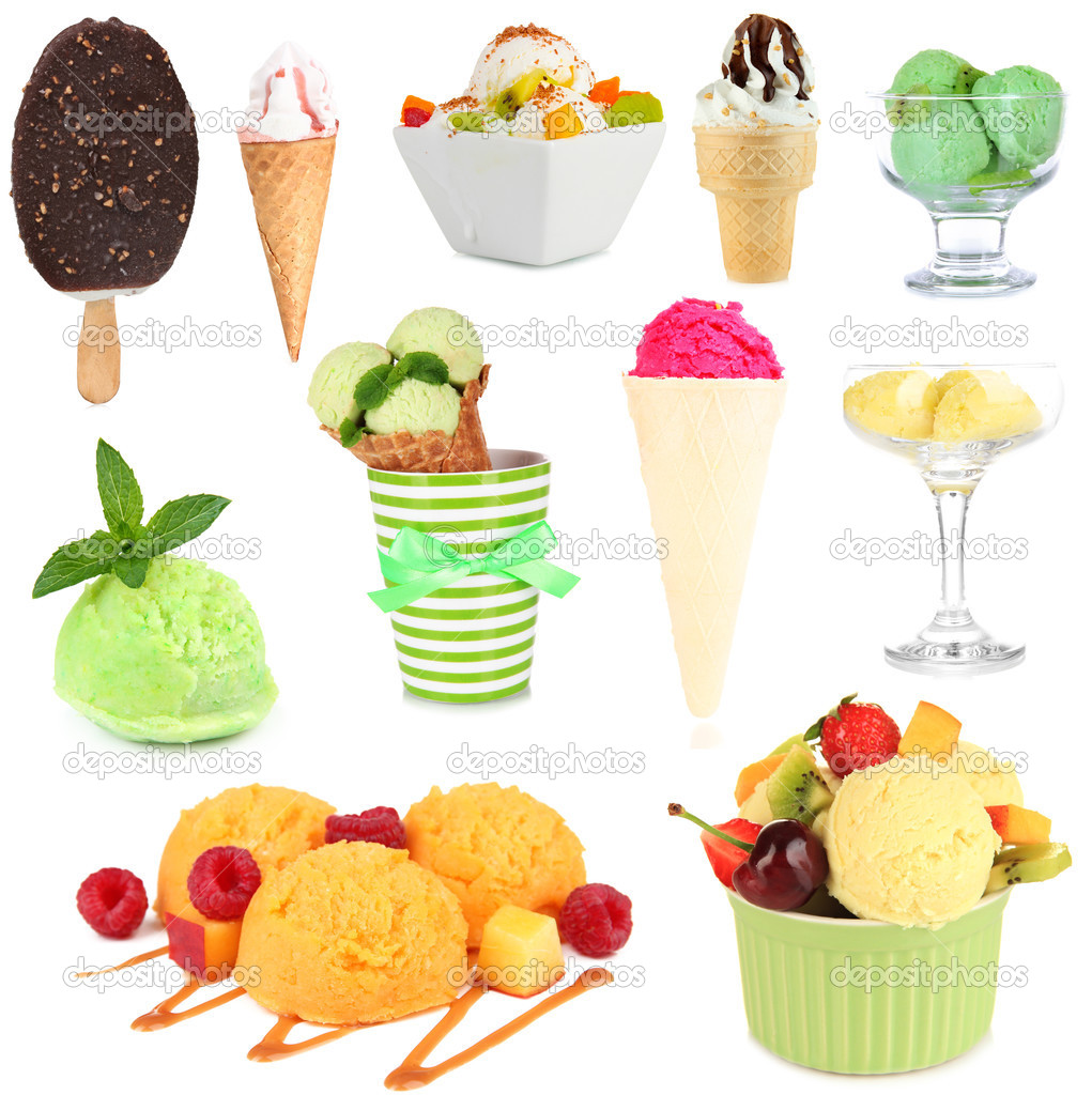 Collage of different sorts ice-cream