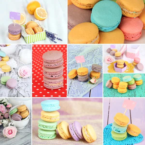 Tasty macaroons collage — Stock Photo, Image