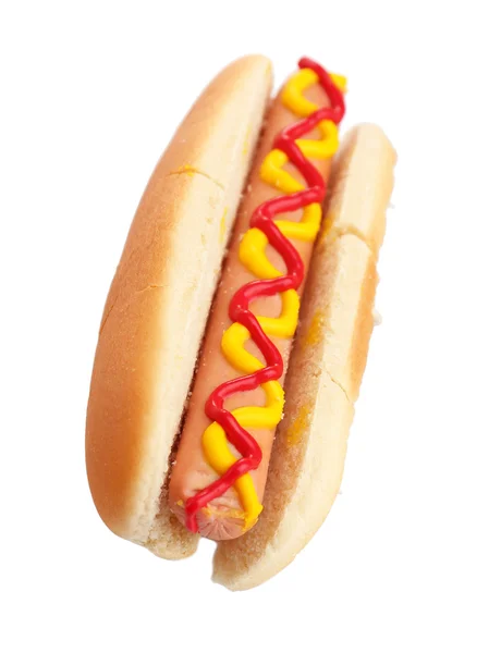 Tasty hot dog isolated on white — Stock Photo, Image